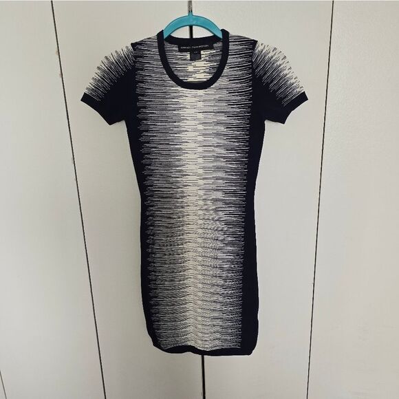 French Connection Navy and Cream Patterned Dress - Picture 4 of 7